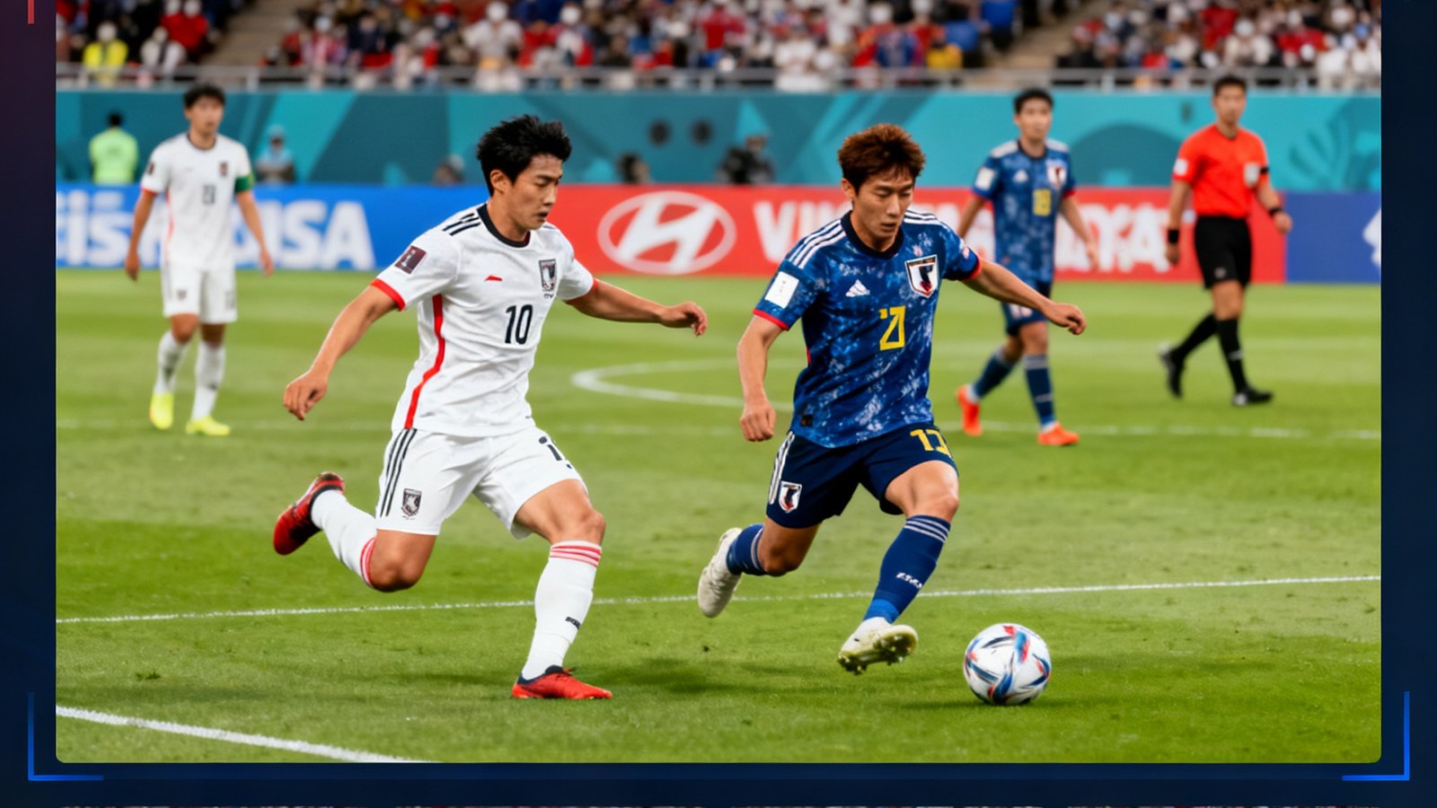 直播界面截图：多机位选择，画质清晰显示世界杯预选赛韩国vs日本